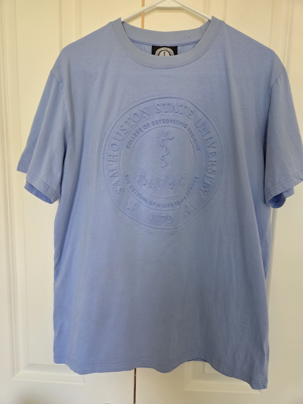 Sam Houston State University SHSU Embossed Logo T-Shirt Light Blue Size L
